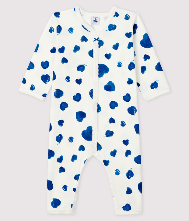 Dors-bien &agrave; c&oelig;urs bleus sans pieds b&eacute;b&eacute; fille en c&ocirc;te blanc/multicouleur