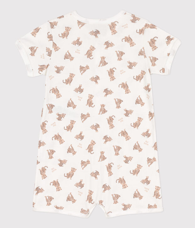 Combinaison courte imprim&eacute;e en coton b&eacute;b&eacute; blanc/multicouleur