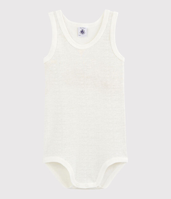 Body sans manches bébé fille-garçon blanc LAIT/gris MISTIGRI