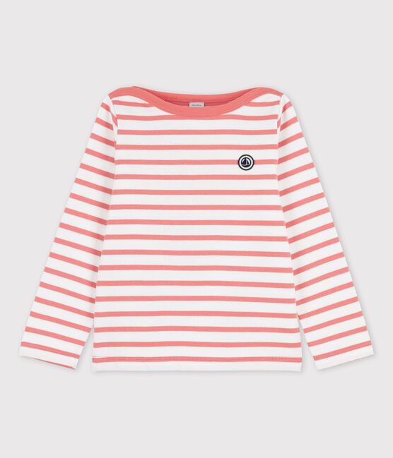 Marinière en coton enfant fille / garçon blanc MARSHMALLOW/ PAPAYE
