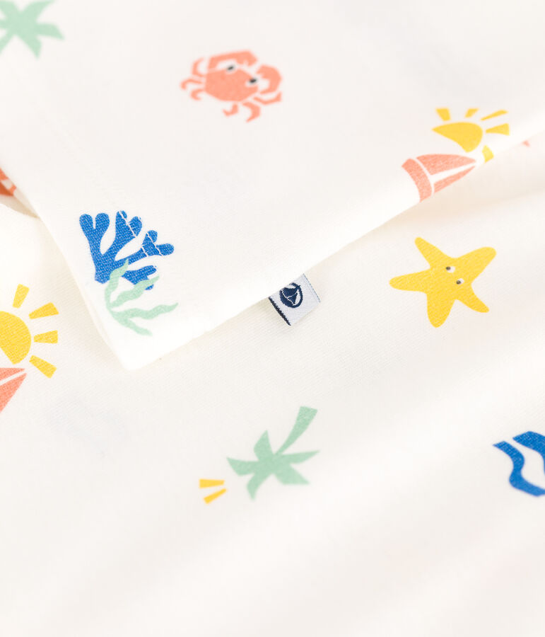 Pyjama short enfant en coton imprim&eacute; blanc MARSHMALLOW/blanc MULTICO