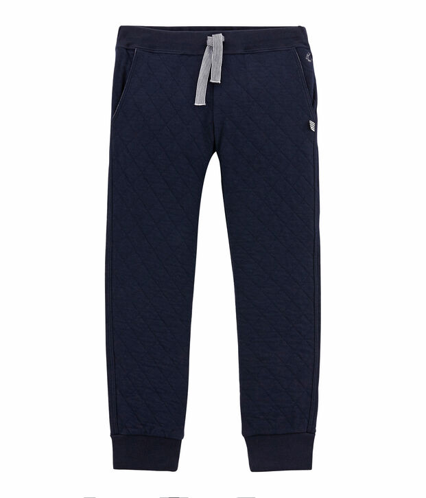 Pantalon gar&ccedil;on en tubique matelass&eacute; bleu marine