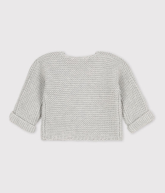 Cardigan bébé tricot point mousse en coton gris BELUGA CHINE