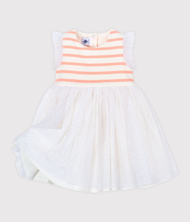 Robe bi-mati&egrave;res b&eacute;b&eacute; fille blanc/rose