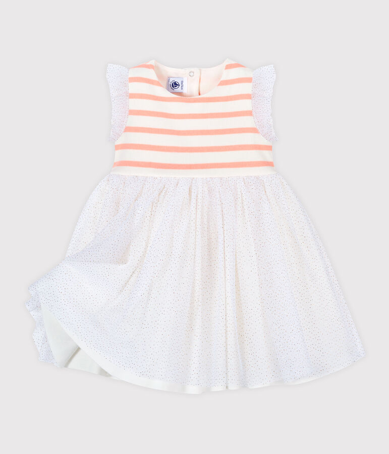 Robe bi-mati&egrave;res b&eacute;b&eacute; fille blanc MARSHMALLOW/rose PATIENCE