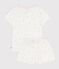 Pyjama short enfant en coton ajouré imprimé fleuri blanc MARSHMALLOW/blanc MULTICO