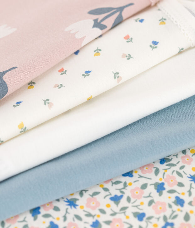 Lot de 5 bodies bretelles fleurs en coton multicouleur