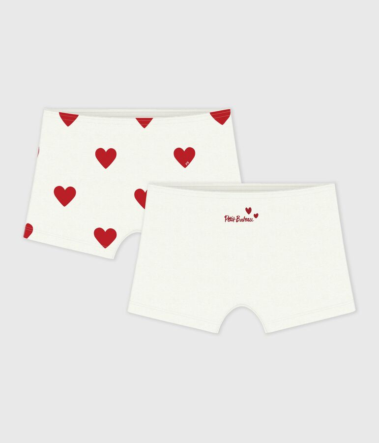 Lot de 2 shorties enfant en coton imprim&eacute; c&oelig;urs variante 1