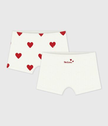 Lot de 2 shorties enfant en coton imprimé cœurs