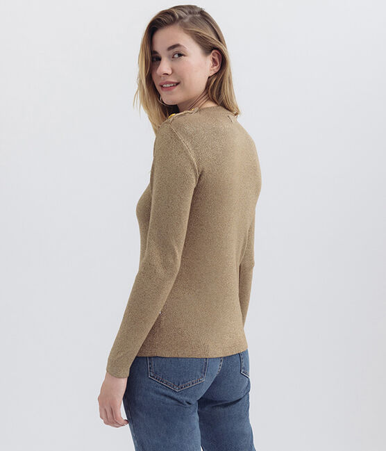 Pull marin iconique femme marron BRINDILLE/jaune DORE