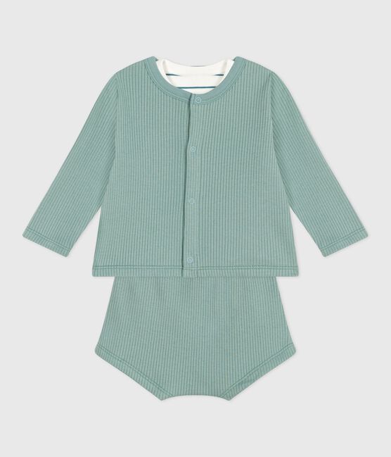 Ensemble naissance trois pièces en coton et t-shirt rayé citron PAUL/ MULTICO