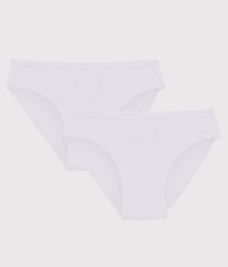 Lot de 2 culottes ajour&eacute;es petite fille en coton biologique multicouleur