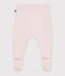 Pantalon b&eacute;b&eacute; en tricot laine et coton uni rose clair