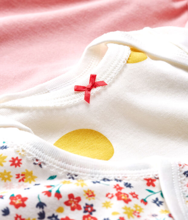 Trio de bodies manches longues b&eacute;b&eacute; fille multicouleur