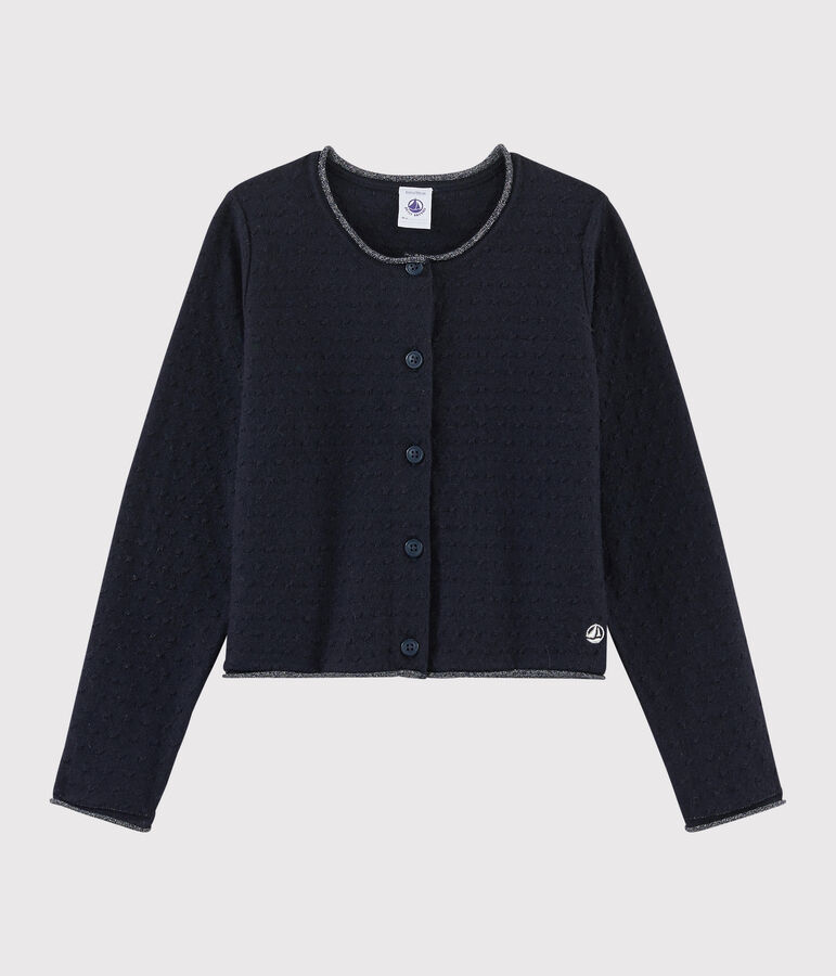 Cardigan en laine et coton enfant fille bleu SMOKING