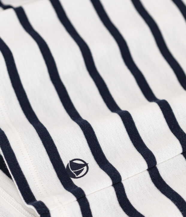 Tee-shirt L'ICONIQUE col rond en coton Femme blanc/bleu