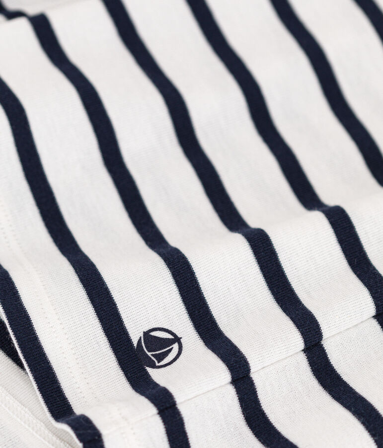 Tee-shirt L'ICONIQUE col rond en coton Femme blanc MARSHMALLOW/bleu SMOKING