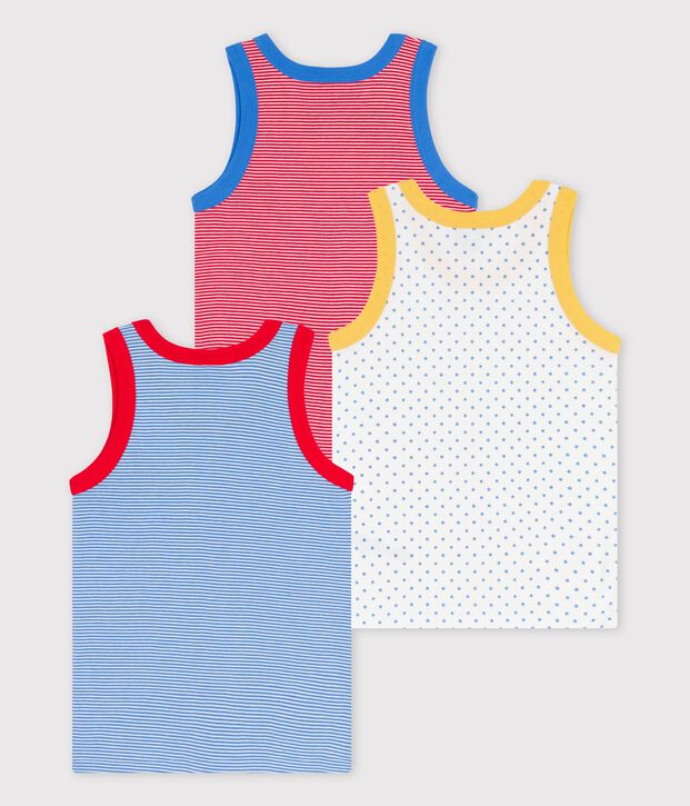 Lot de 3 d&eacute;bardeurs milleraies petit gar&ccedil;on en coton biologique multicouleur