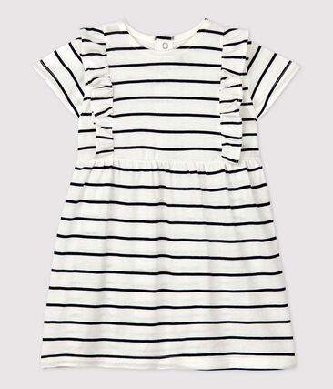 PETIT BATEAU - Robe manches courtes rayée en jersey bébé