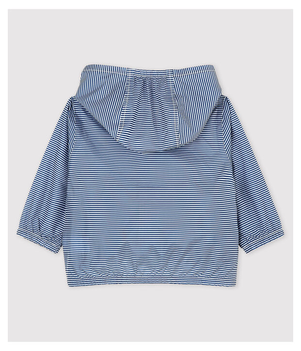 Coupe-vent en polyamide recycl&eacute; b&eacute;b&eacute; fille/gar&ccedil;on bleu/blanc