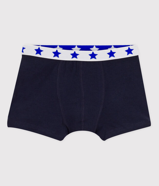 Boxer petit gar&ccedil;on en coton bleu marine