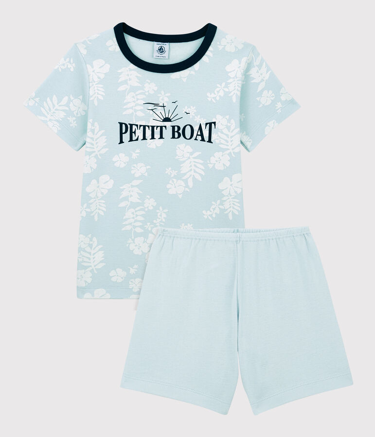 Pyjacourt Hawa&iuml; bleu petit gar&ccedil;on en coton bleu/blanc