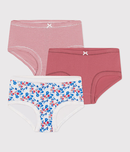 Lot de 3 culottes enfant en coton taille haute fleuries variante 1