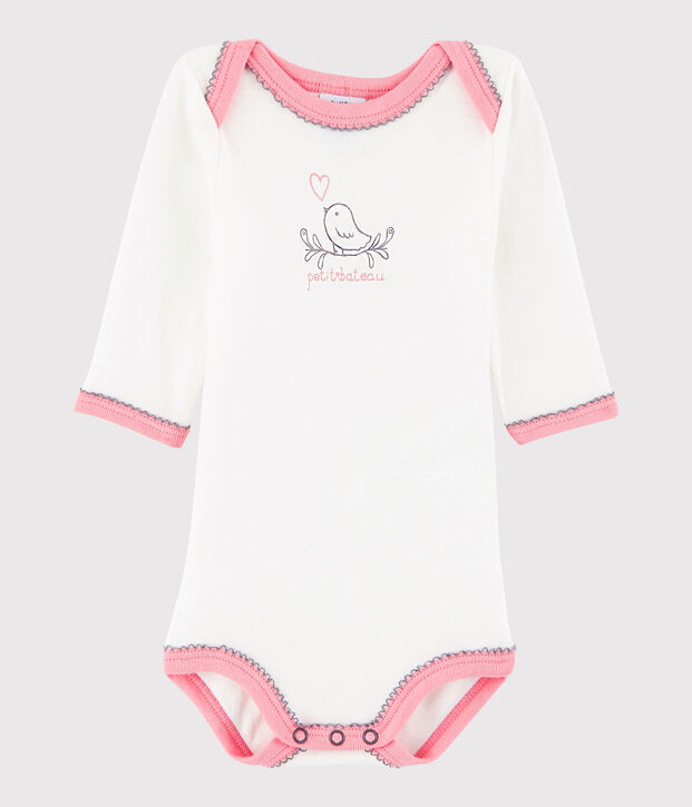Body manches longues b&eacute;b&eacute; fille blanc