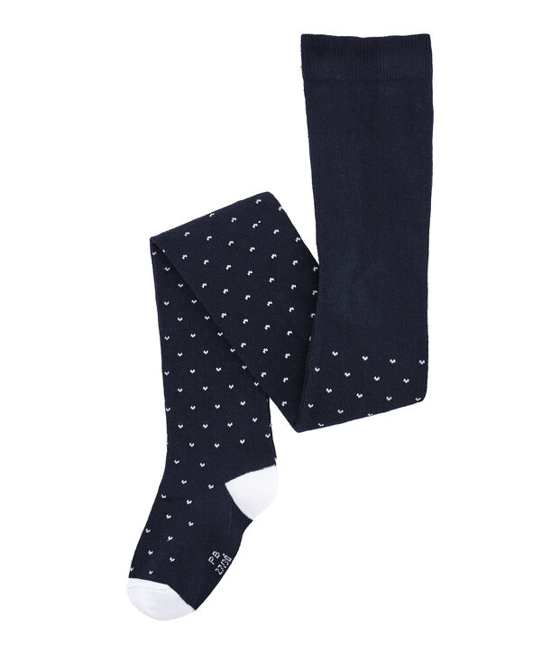 Collant enfant fille jersey bleu/blanc
