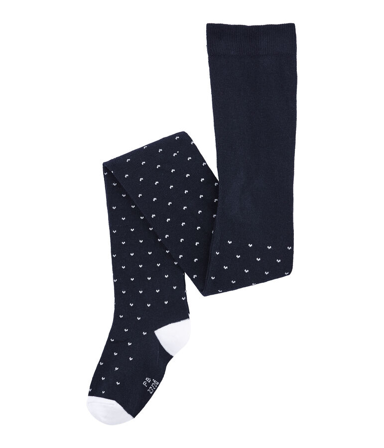 Collant enfant fille jersey bleu/blanc