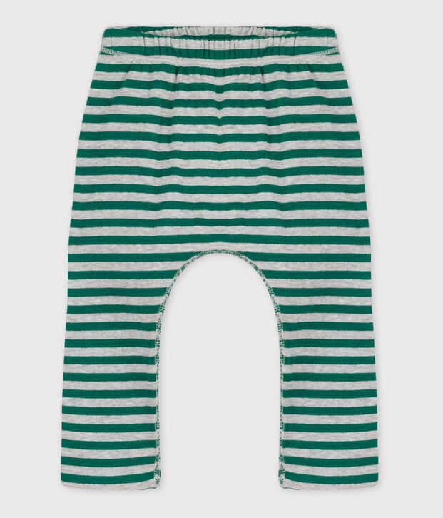 Pantalon b&eacute;b&eacute; ray&eacute; en tubique vert/gris