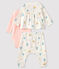 Ensemble 3 pièces bébé fille en côte blanc MARSHMALLOW/blanc MULTICO