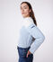 Teeshirt marinière femme en coton manches longues blanc MARSHMALLOW/bleu ALASKA