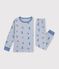 Pyjama enfant en molleton imprim&eacute; skieurs bleu/multicouleur