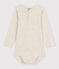 Body manches longues bébé col tunisien en coton beige MONTELIMAR CHINE