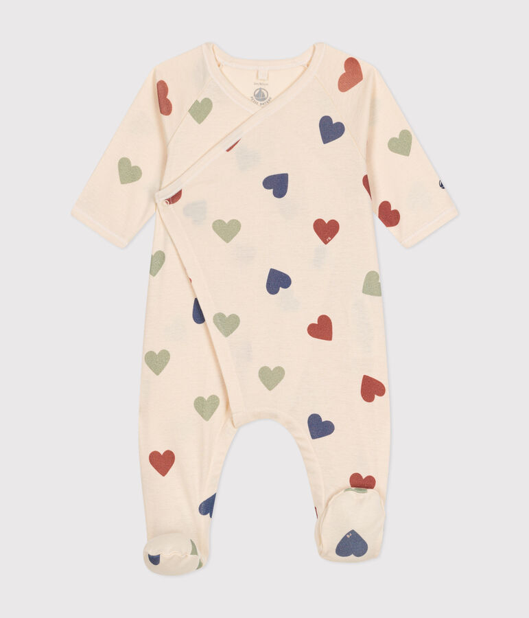 Pyjama b&eacute;b&eacute; c&oelig;urs en coton &eacute;cru/multicouleur