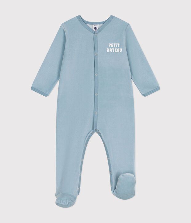 Dors bien en velours b&eacute;b&eacute; bleu