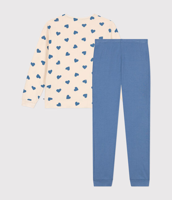 Pyjama bi-matière en coton femme bleu BEACH/ AVALANCHE