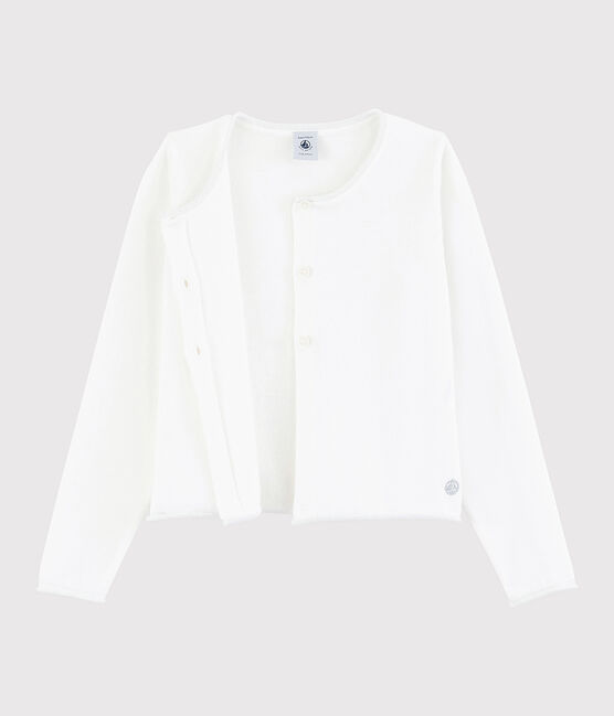 Cardigan en tricot coton enfant fille blanc MARSHMALLOW