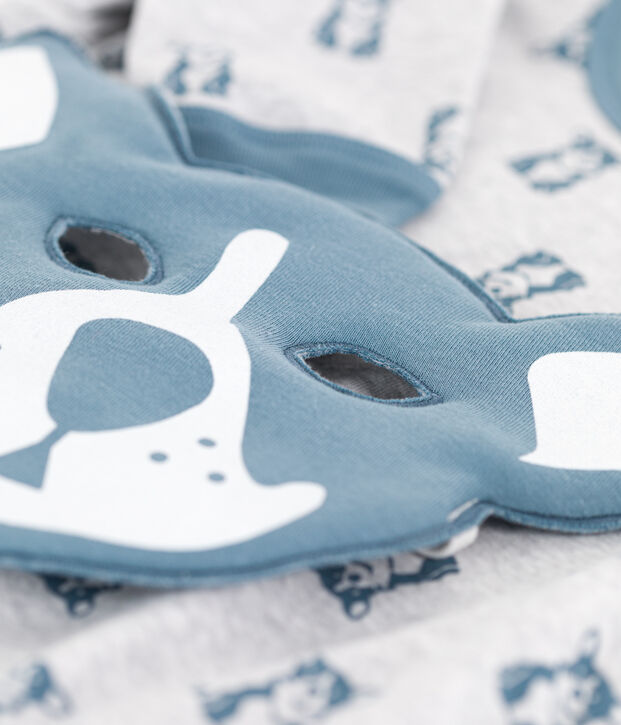 Pyjama chien avec masque en coton enfant gris/bleu