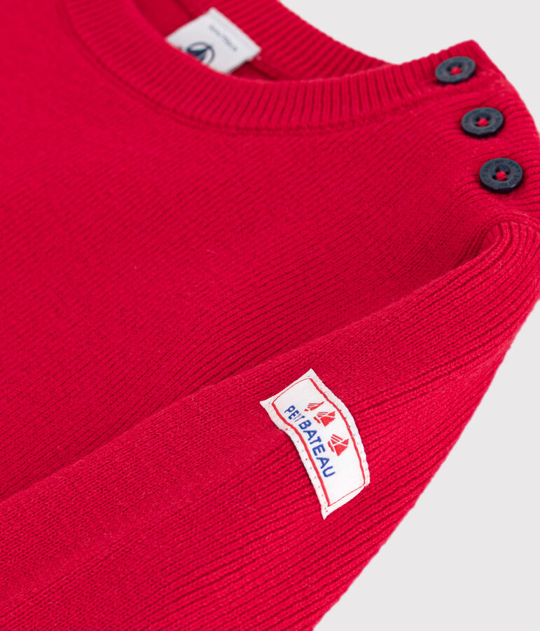 Pull enfant en laine et coton uni rouge POMPEI