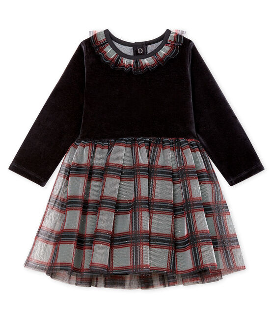 Robe manches longues bi-matière bébé fille noir NOIR/blanc MULTICO