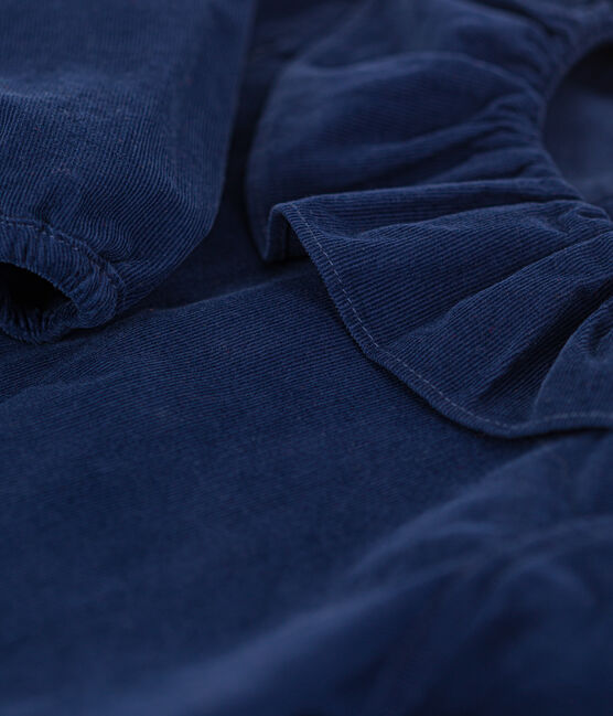 Blouse manches longues bébé en velours extra fin BLEU FONCE