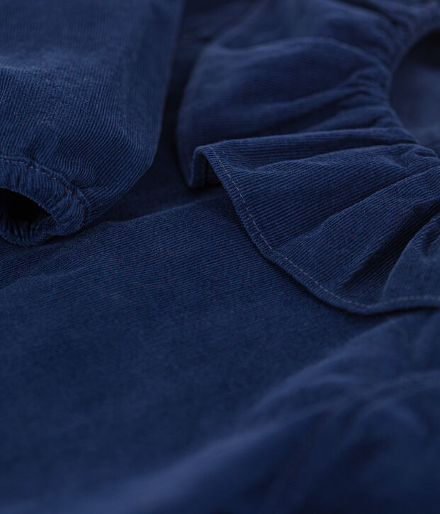 Blouse manches longues b&eacute;b&eacute; en velours extra fin bleu