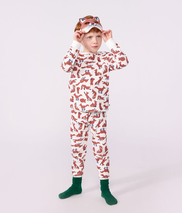 Pyjama d&eacute;guisement renard enfant en coton blanc/multicouleur