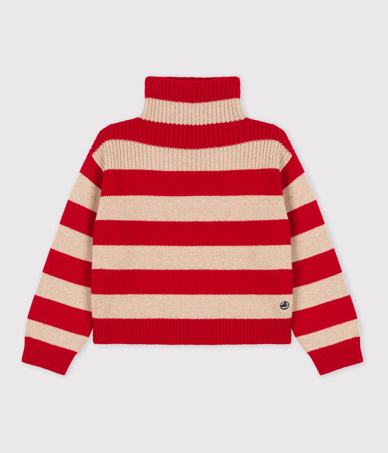 Pull rayé en laine et coton enfant fille / garçon TRENCH/ STOP