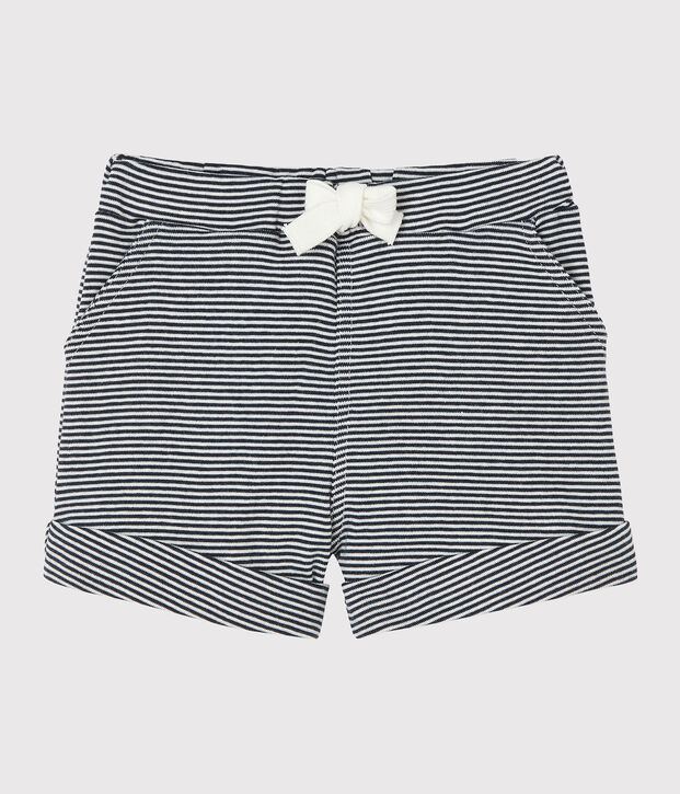 Short b&eacute;b&eacute; en maille bleu/blanc