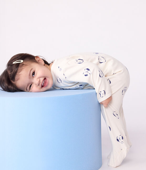 Pyjama bébé en molleton gratté avec col pétale imprimé fleuri MILK/ MULTICO
