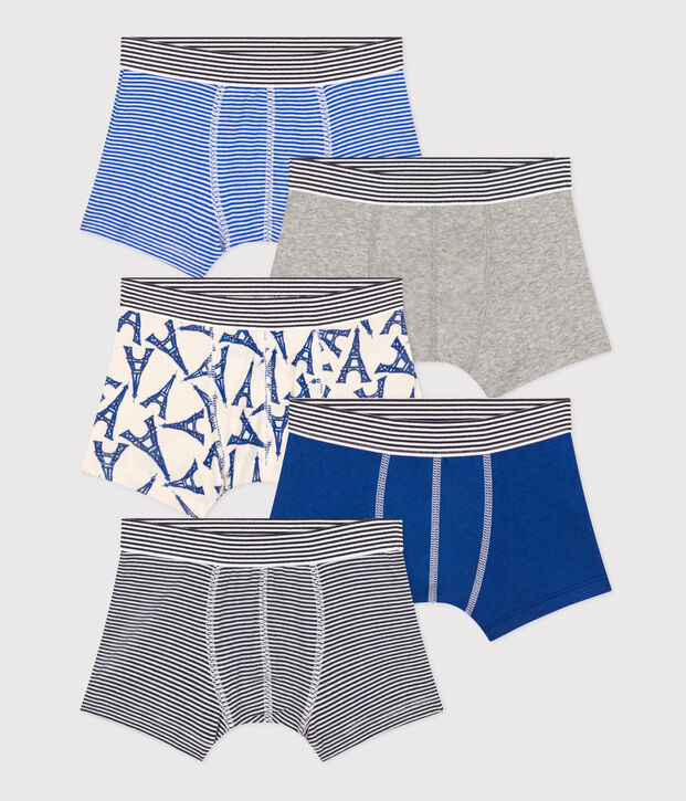 Lot de 5 boxers Paris en coton petit gar&ccedil;on multicouleur