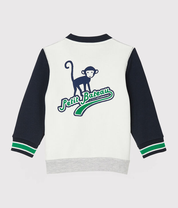 Cardigan b&eacute;b&eacute; gar&ccedil;on en molleton gris/multicouleur